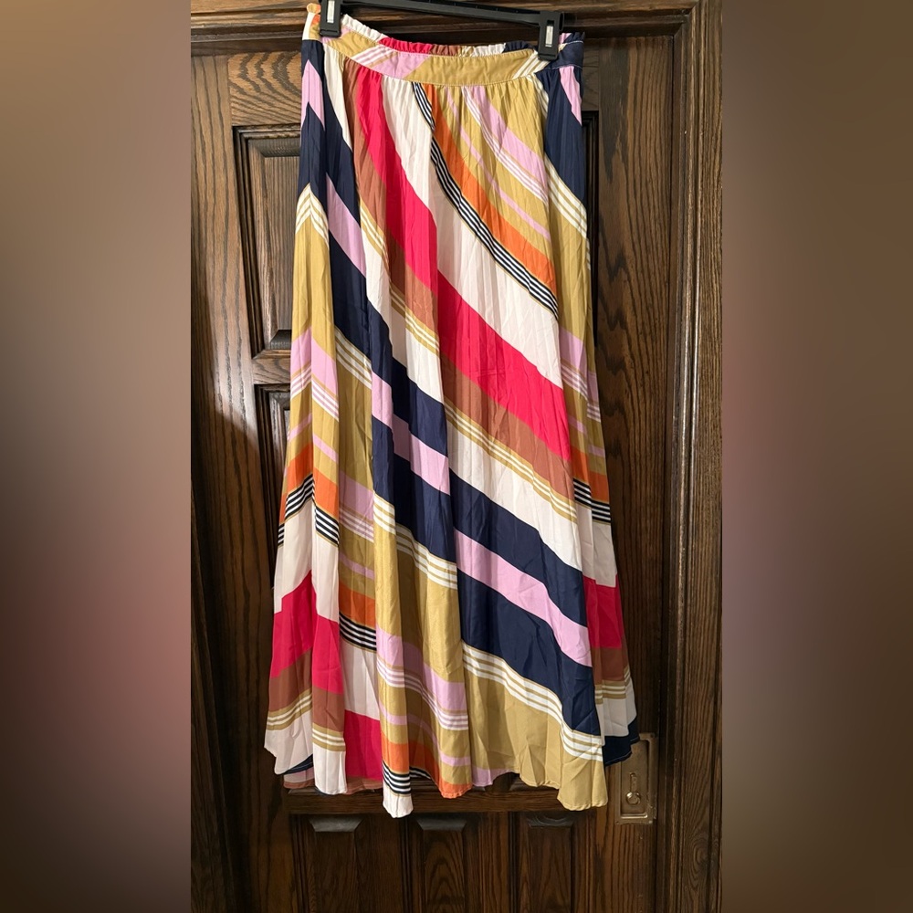 Function & Fringe Edit | Anthropologie Pleated Midi Skirt | Stripe Earth Tones - Picture 5 of 7